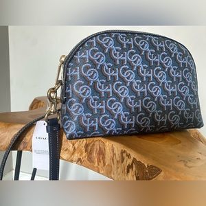 NWT COACH Shoulder Bag print coated canvas crossbody Bag navy
